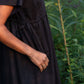 Rose Drawstring Dress in Dark Brown Linen