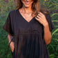 Rose Drawstring Dress in Dark Brown Linen