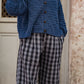Katie Handwoven Cotton Pants in Navy Gingham
