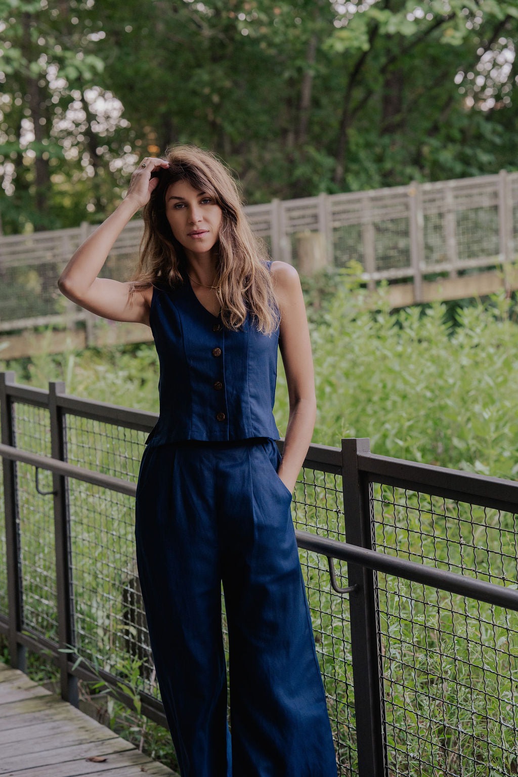 Pants Set in Navy Twill
