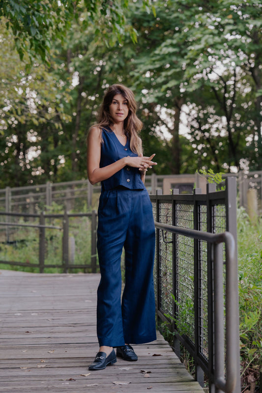 Pants Set in Navy Twill