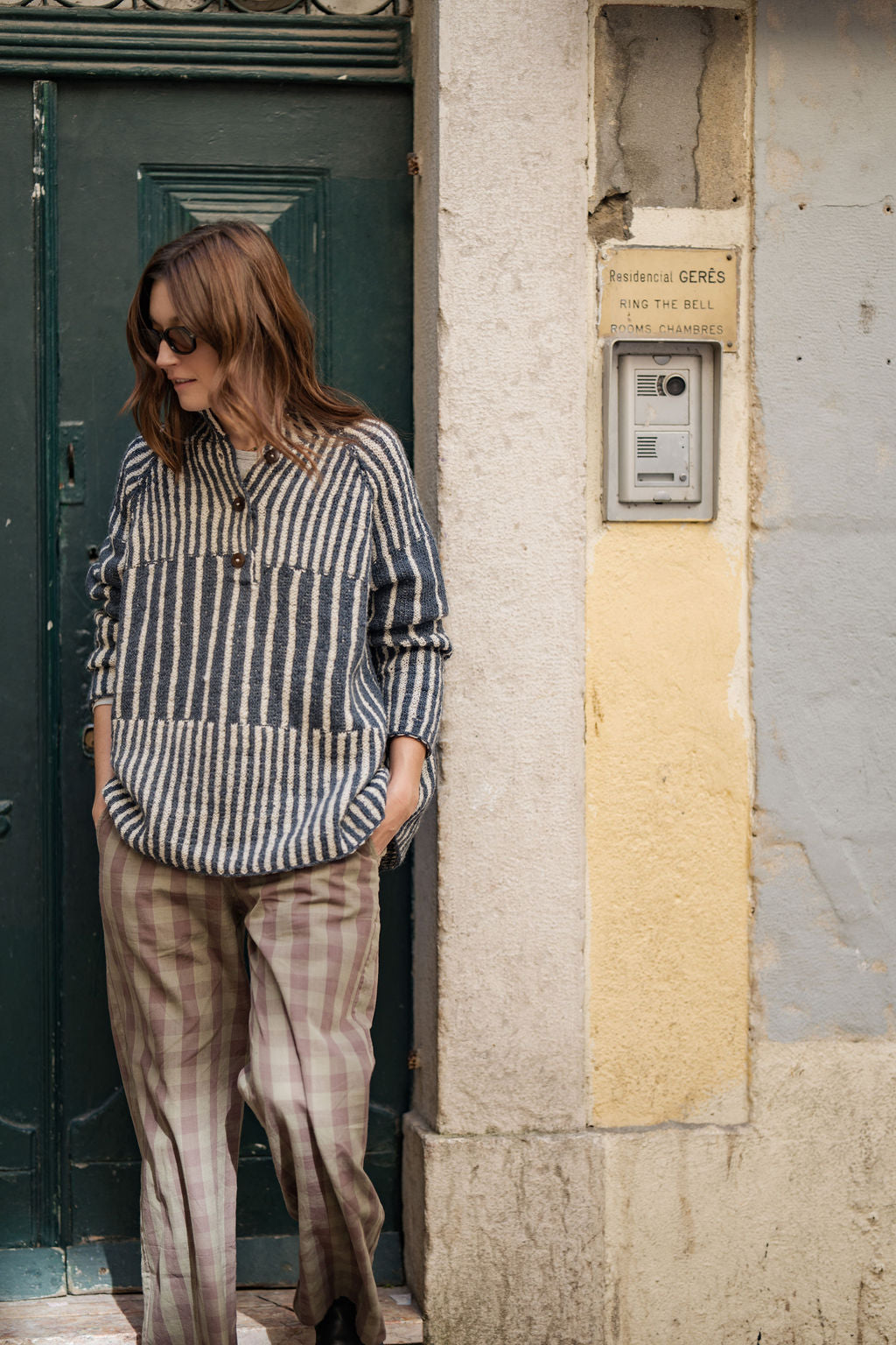 Handwoven Cotton Pants in Mauve Gingham