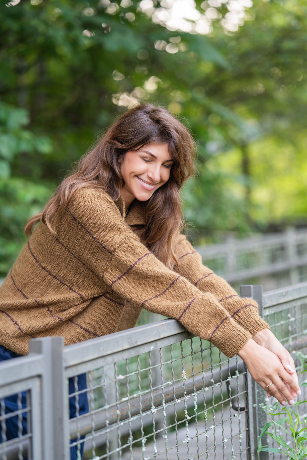 Imogene Oversized Wool Henley in Gold and Burgandy Made to Order