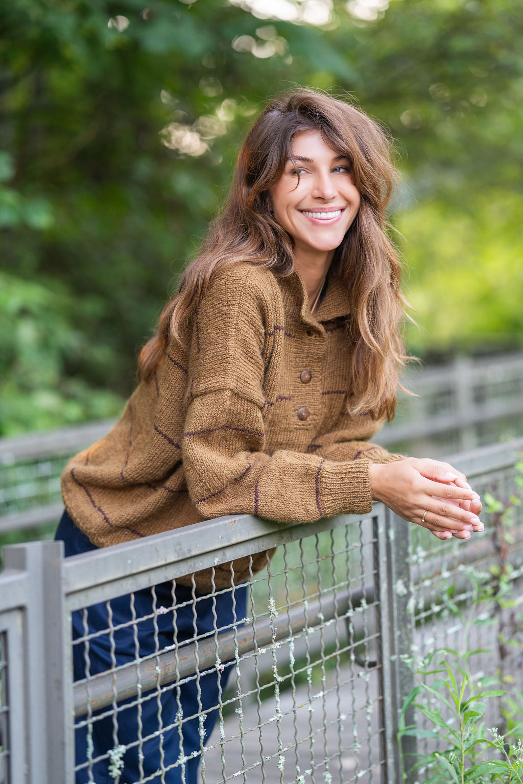 Imogene Oversized Wool Henley in Gold and Burgandy Made to Order