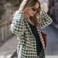 Portuguese Wool Pieper Coat in Sage/Slate and Cream Check Made to Order