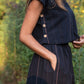 Perry Gathered Midi Skirt in Black Handwoven Cotton