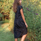 Perry Gathered Midi Skirt in Black Handwoven Cotton