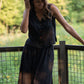 Vest Shirt in Black Linen