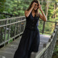 Vest Shirt in Black Linen