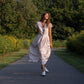 June Dress in Red and White Striped Linen