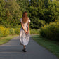 June Dress in Red and White Striped Linen