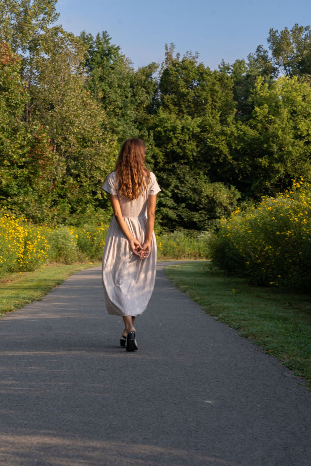 June Dress in Red and White Striped Linen