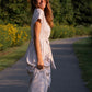 June Dress in Red and White Striped Linen
