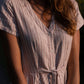 June Dress in Red and White Striped Linen