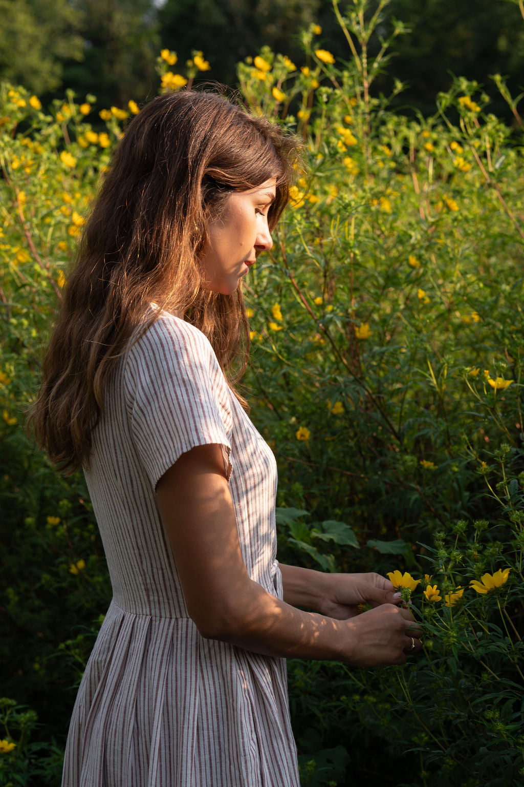 June Dress in Red and White Striped Linen