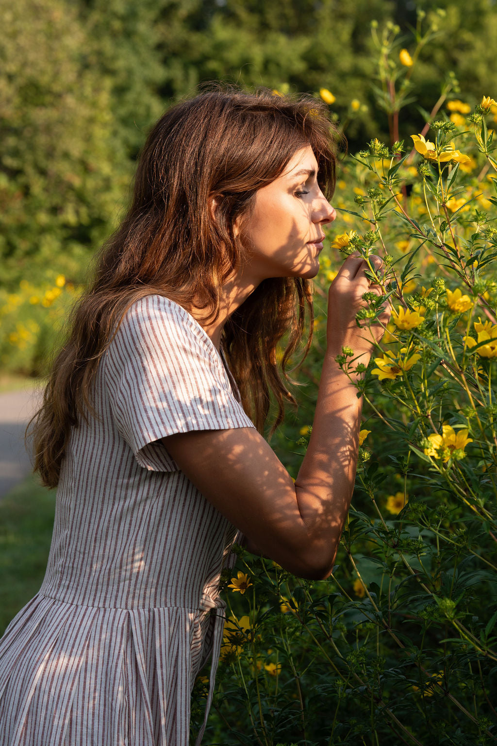 June Dress in Red and White Striped Linen