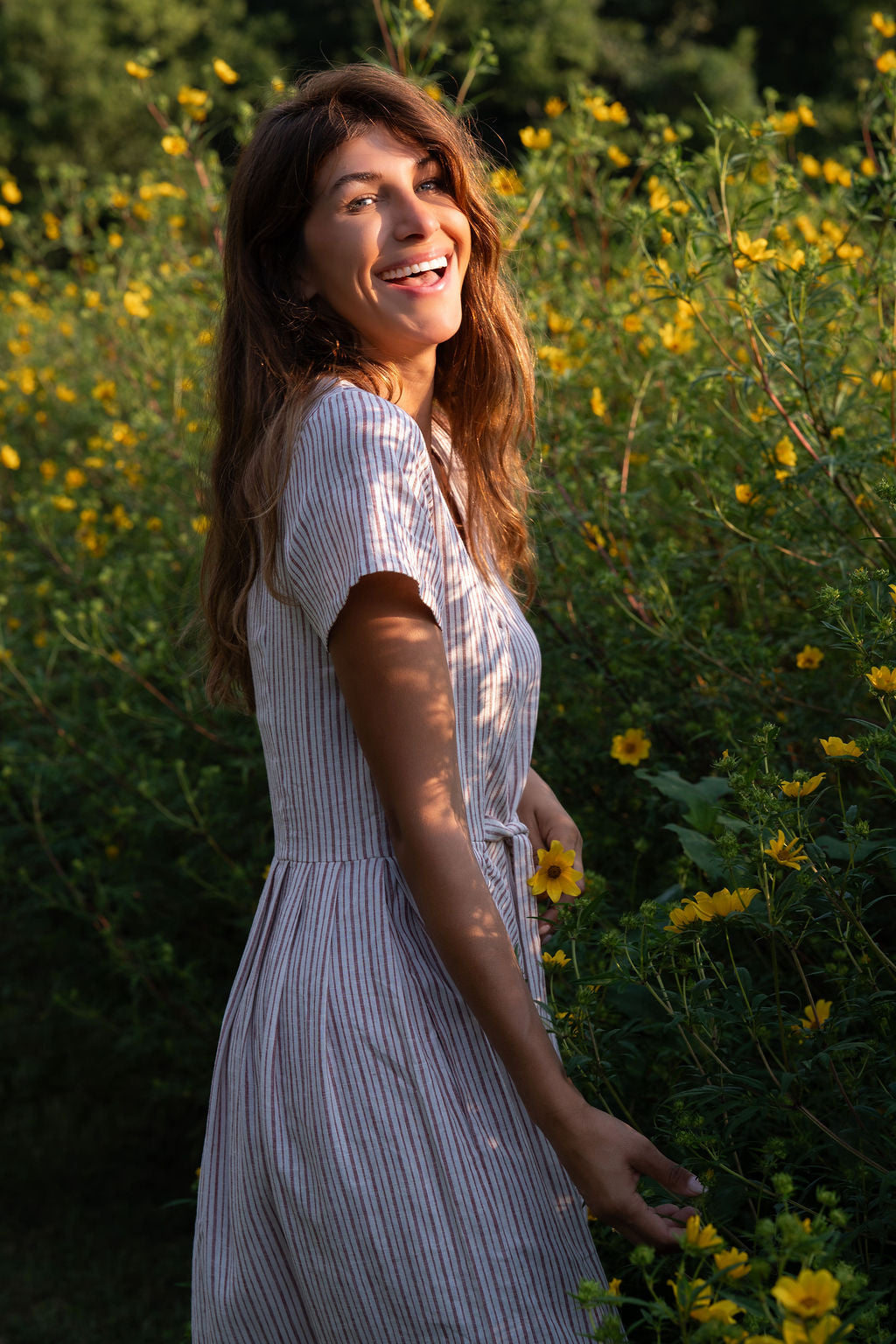 June Dress in Red and White Striped Linen
