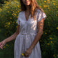 June Dress in Red and White Striped Linen