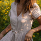 June Dress in Red and White Striped Linen