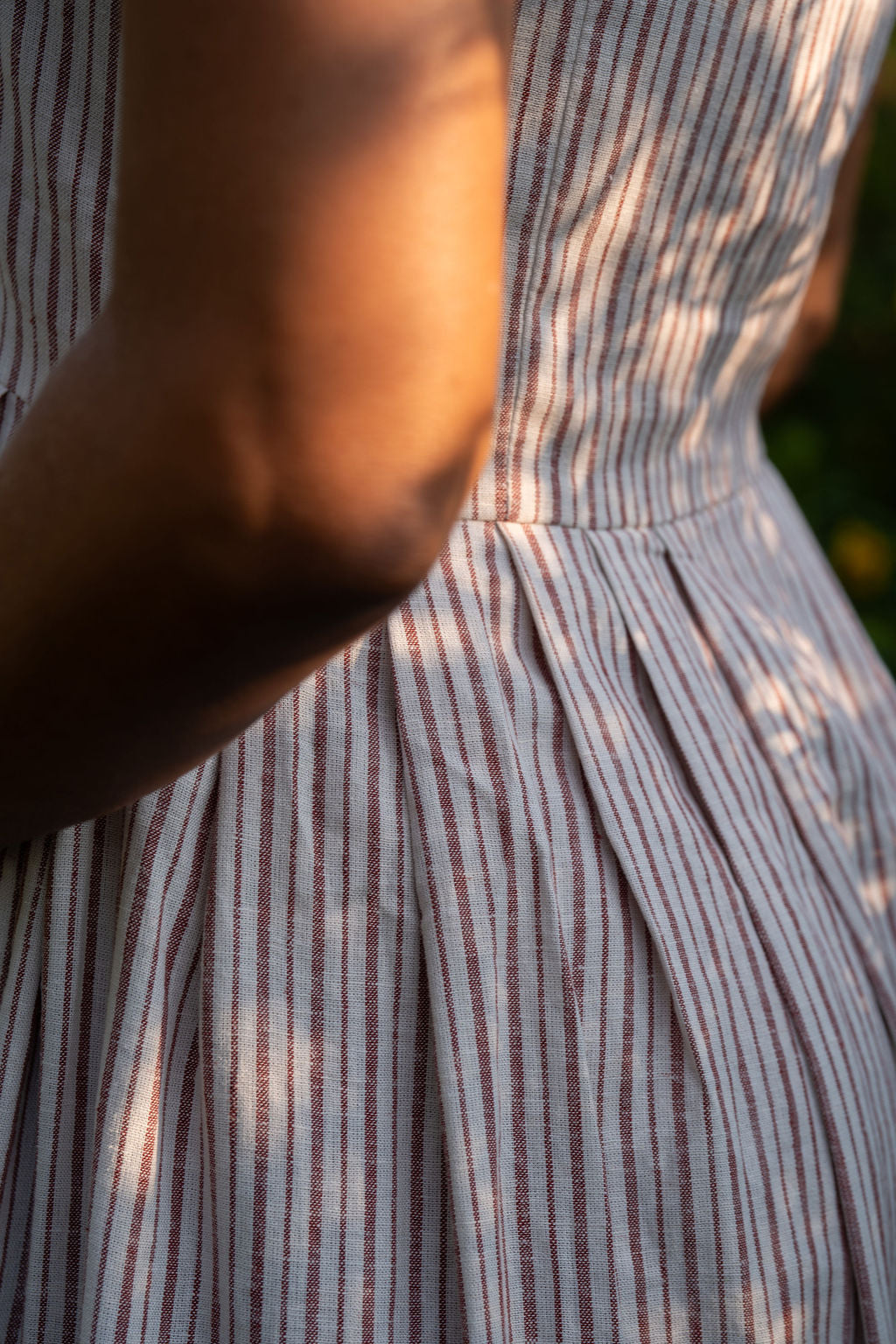 June Dress in Red and White Striped Linen