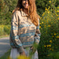 Imogene Oversized Wool Henley in Beige and Blue Made to Order