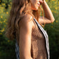 Lindy Hand Knit Cotton Lace Tank in Mauve Brown