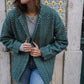 Portuguese Wool Pieper Coat in Teal Herringbone Made to Order
