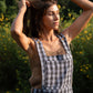 Lindy Hand Knit Cotton Lace Tank in Mauve Brown