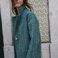 Portuguese Wool Pieper Coat in Teal Herringbone Made to Order
