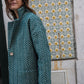 Portuguese Wool Pieper Coat in Teal Herringbone Made to Order
