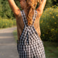 Dilsi Handwoven Cotton Overalls in Blue Gingham Made to Order