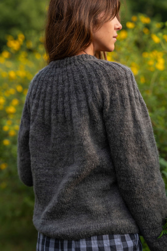 Mildred Mohair Raglan Pullover in Steel or Black Made to Order