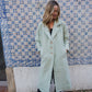 Portuguese Wool Polly Coat in Mint Herringbone Made to Order