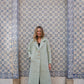 Portuguese Wool Polly Coat in Mint Herringbone Made to Order