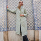 Portuguese Wool Polly Coat in Mint Herringbone Made to Order