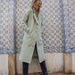 Portuguese Wool Polly Coat in Mint Herringbone Made to Order