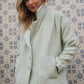 Portuguese Wool Polly Coat in Mint Herringbone Made to Order