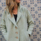 Portuguese Wool Polly Coat in Mint Herringbone Made to Order