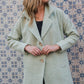 Portuguese Wool Polly Coat in Mint Herringbone Made to Order