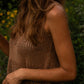 Lindy Hand Knit Cotton Lace Tank in Mauve Brown