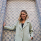 Portuguese Wool Polly Coat in Mint Herringbone Made to Order