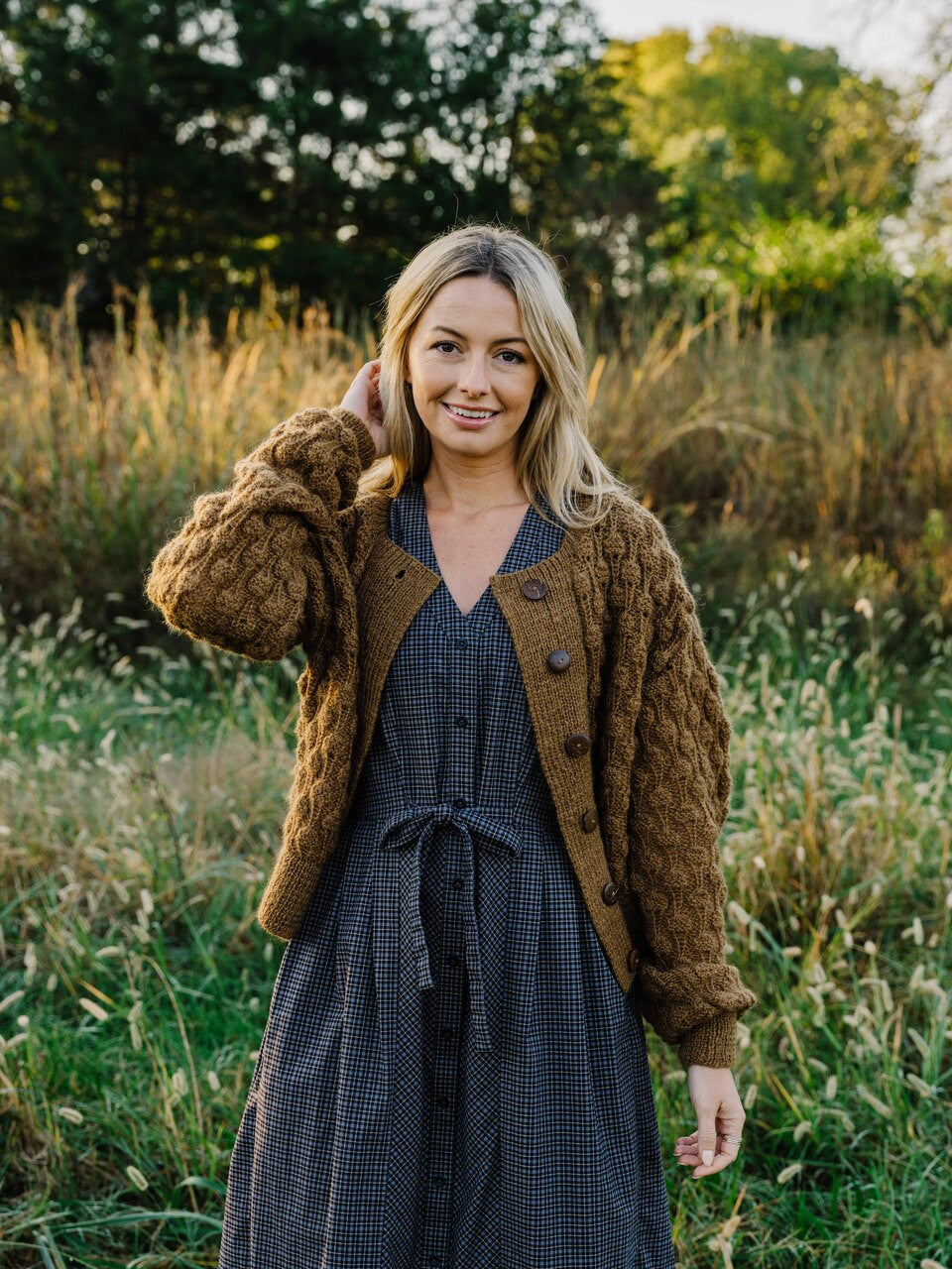 June Dress in Navy Plaid