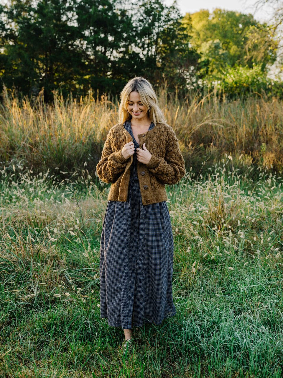 June Dress in Navy Plaid