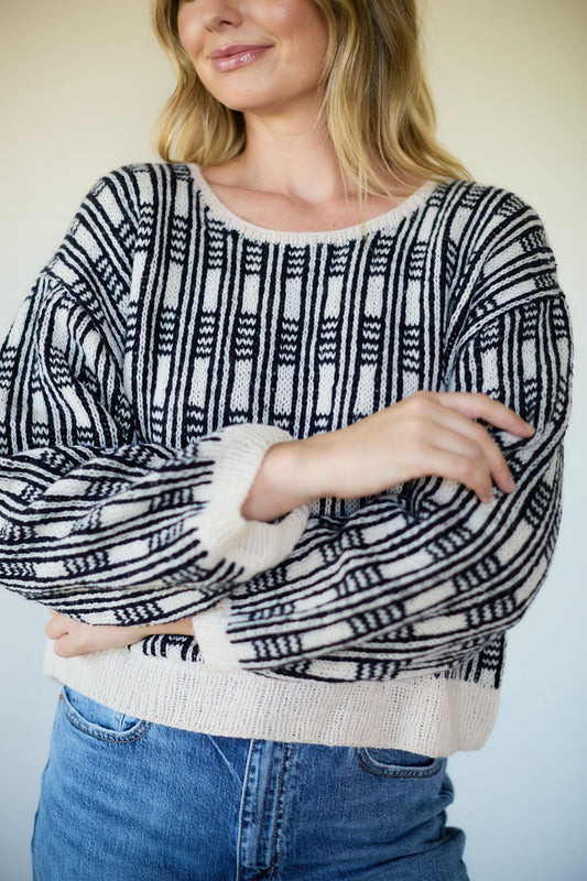 Kitty Pashmina Pullover in Black and White or Green and Pink Made to Order