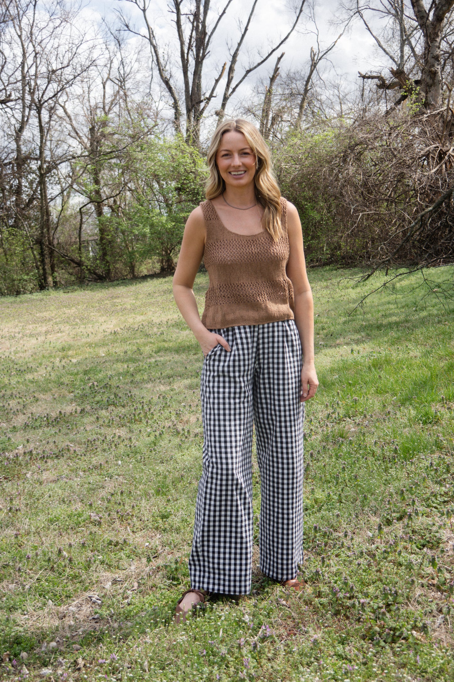 Katie Handwoven Cotton Set in Black and White Gingham