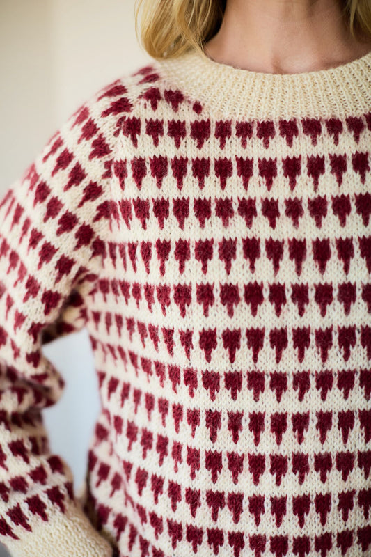 Ivy Wool Pullover in Red and Cream Made to Order