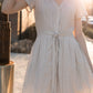 June Dress in Red and White Striped Linen