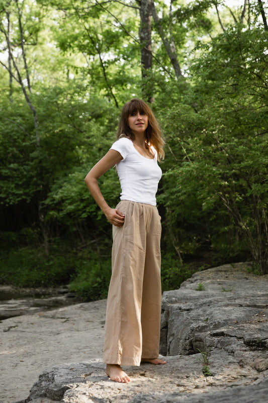 Katie Handwoven Cotton Pants Yellow Gingham Made to Order
