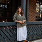 Faro Dress in Recycled Beige and White Linen Made to Order