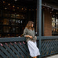Faro Dress in Recycled Beige and White Linen Made to Order
